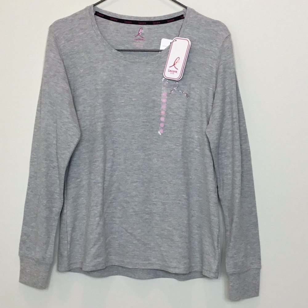 NWT Lecare gray size  XL long sleeve top/ Breast Cancer